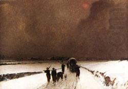 Fleury Chenu The Stragglers Impression of Snow oil painting picture